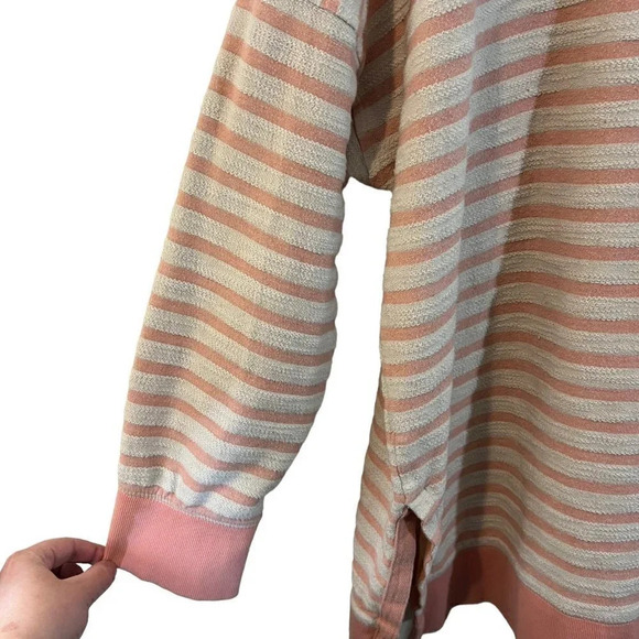 Old Navy Pullover Sweater Womens Plus Size XXL Pink and White 100% Cotton Knit - Picture 4 of 7